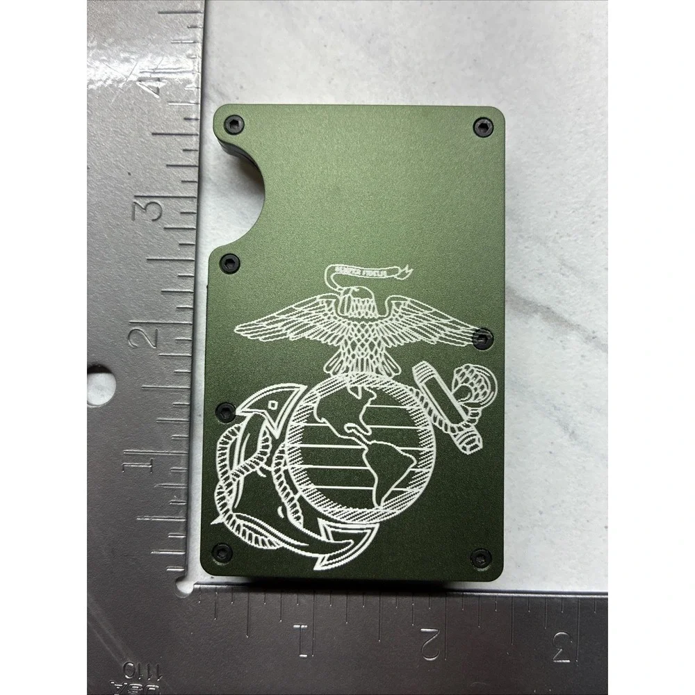 Metal Slim United States Marine Corps Globe & Anchor Logo RFID Blocking Wallet